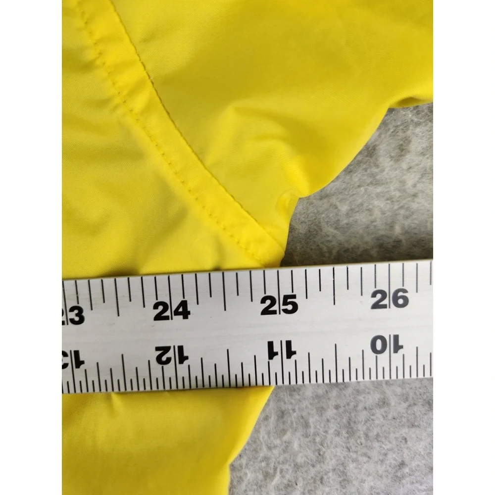 VTG Adidas Mens Windbreaker Jacket Yellow Black stripe Cotton Lined Hoodie LARGE